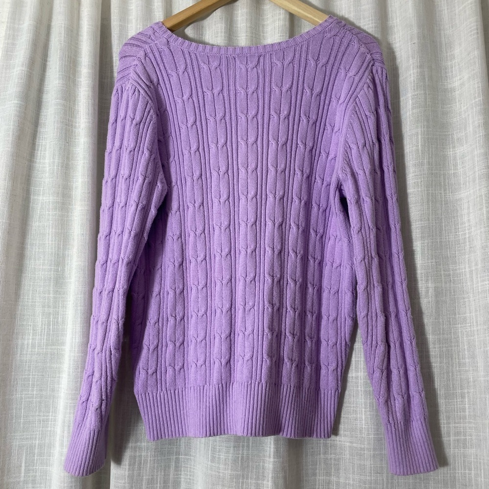 St. Johns Bay Cotton Lavender V-Neck Sweater Size L - Picture 6 of 6